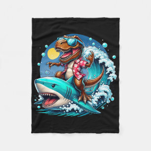 Strandliebhaber T-Rex Dinosaurier Reitender Hai Su Fleecedecke