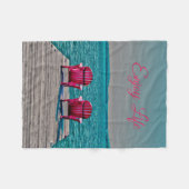 Strandliegen Genießen Sie die Hütte des Lebens Rus Fleecedecke (Vorderseite (Horizontal))