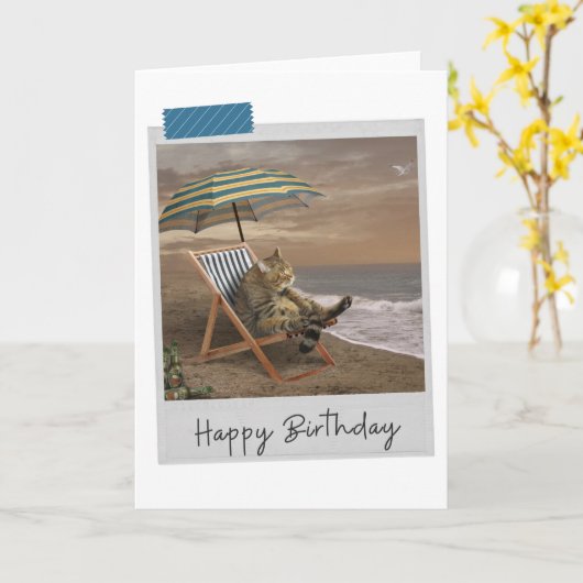 Strandliegestuhl Chat Funny Birthday Card Karte (Gelbe Blume)