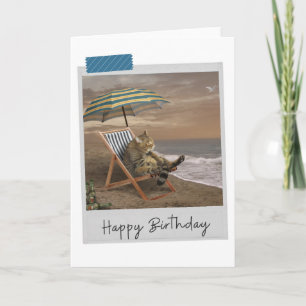 Strandliegestuhl Chat Funny Birthday Card Karte