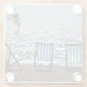 Strandliegestühle und Möwe Glasuntersetzer (Rückseite)