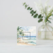 Strandlogo qr Code instagramm folgen Quadratische Visitenkarte (Stehend Vorderseite)