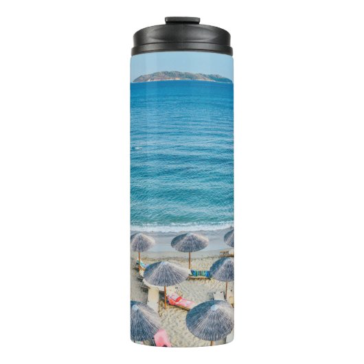 Strandlounge direkt am Meer Thermosbecher (Vorderseite)