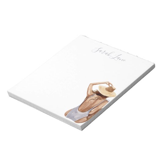 Strandmädchen Personalisiert Notizblock (Rotiert)