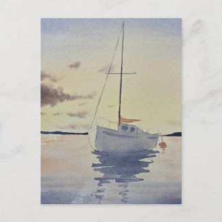 Strandmalerei mit einem Boot Aquarell Postkarte