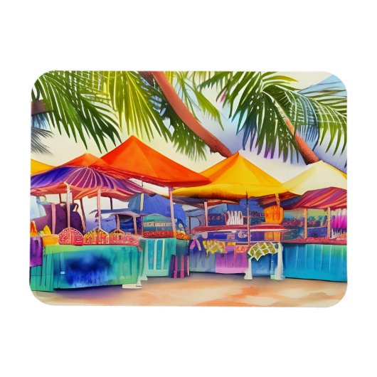 Strandmarkthallen Aquarell Magnet (Horizontal)