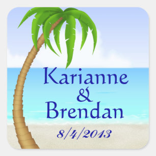 Strandmonogramm-Aufkleber - SRF Quadratischer Aufkleber