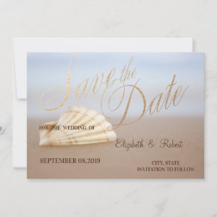 Strandmuschel, Herzen Datum speichern Save The Date
