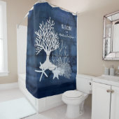 Strandnacht Weißer Begrüßungskorallensegel Duschvorhang (Beispiel)