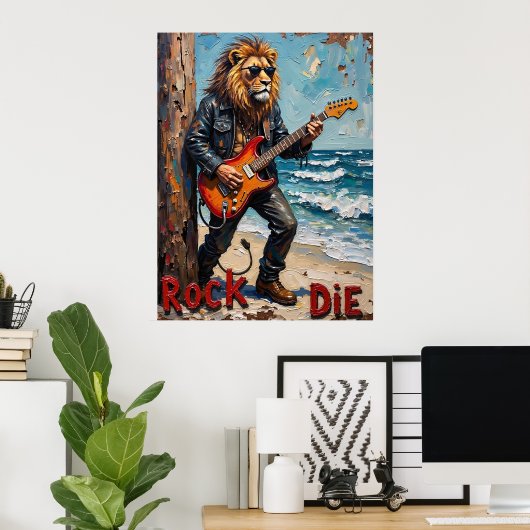 Strandnahe Blues: Löwenwand Poster (Heimbüro)