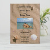 Strandnähe mit Foto Wedding Einladung (Stehend Vorderseite)