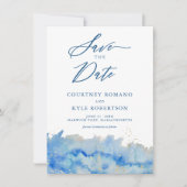 Strandnahe Wasserfarbenkarte Save the Date Einladung (Vorderseite)