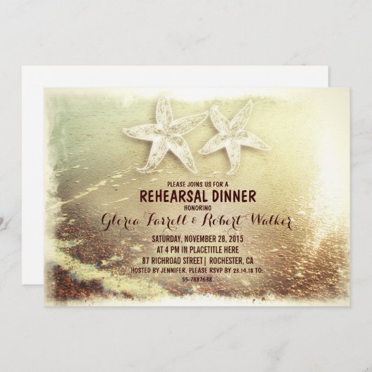 Strandpaare und Meeresschaum Probe Abendessen Einladung (Vorne/Hinten)