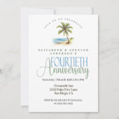 Strandpalme 40. Hochzeitstag Einladung (Vorderseite)