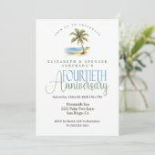 Strandpalme 40. Hochzeitstag Einladung (Stehend Vorderseite)