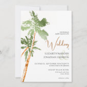 Strandpalme Bäume Grüne Kupfer Elegantes Ziel Einladung (Vorderseite)