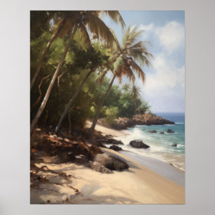 Strandpalme Bäume Wasserfarben Kunst, Dichtung und Poster
