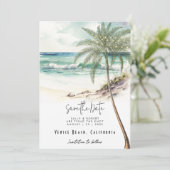 Strandpalme Save the Date Karte (Stehend Vorderseite)