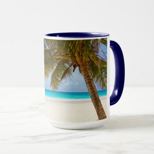 Strandpalme Zweige tropische Insel Sand Meer Tasse (VorderseiteRechts)