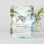 Strandpalmen 40. Party Einladung (Stehend Vorderseite)