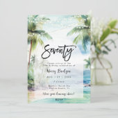 Strandpalmen 70. Geburtstagsparty Einladung (Stehend Vorderseite)