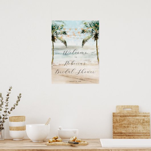Strandpalmen Hochzeitsempfang Plakat (Küche)