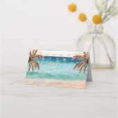 Strandpalmen Hochzeitsfeier Platzkarte (Vorderseite)