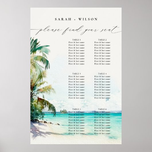 Strandpalmen Hochzeitsstift Poster (Vorne)