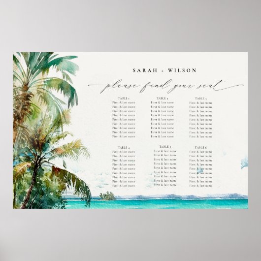 Strandpalmen Hochzeitsstift Poster (Vorne)