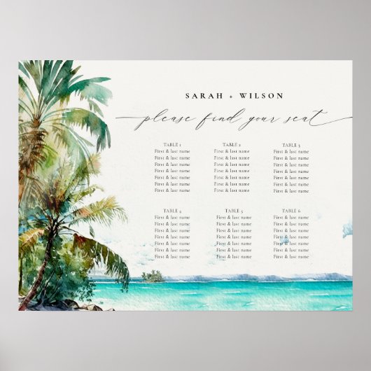 Strandpalmen Hochzeitsstift Poster (Vorne)