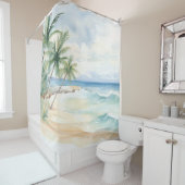 Strandpalmen Ozeanwellen Duschvorhang (Beispiel)