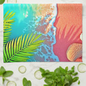 Strandparadies mit rosa Sand Design Geschirrtuch (Gefaltet)
