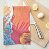 Strandparadies mit rosa Sand Design Geschirrtuch (Viertel Falte)