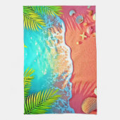 Strandparadies mit rosa Sand Design Geschirrtuch (Vertikal)