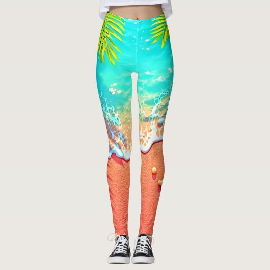 Strandparadies mit rosa Sand Design Leggings (Vorderseite)
