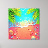 Strandparadies mit rosa Sand Design Leinwanddruck (Vorderseite)