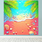 Strandparadies mit rosa Sand Design Leinwanddruck (Insitu (Holzboden))