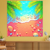 Strandparadies mit rosa Sand Design Leinwanddruck (Insitu (Wohnzimmer))
