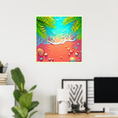 Strandparadies mit rosa Sand Design Poster (Heimbüro)