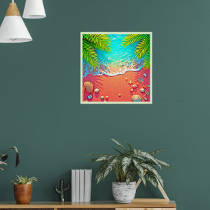 Strandparadies mit rosa Sand Design Poster