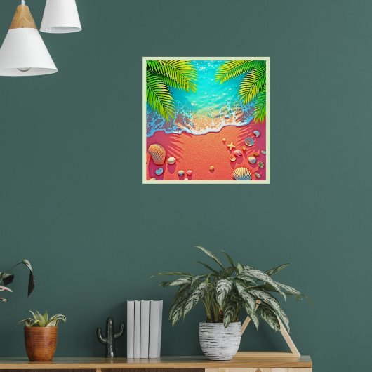 Strandparadies mit rosa Sand Design Poster (Wohnzimmer 1)