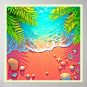Strandparadies mit rosa Sand Design Poster (Vorne)
