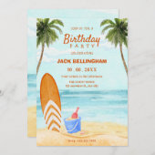 Strandparadies Wasserfarbe Geburtstag Einladung (Vorne/Hinten)
