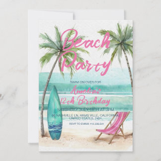 Strandparty-Einladung zum 12. Geburtstag | Tropisc Einladung