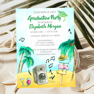 Strandparty Glitter Abschlusskappe, Abschlussfeier Einladung