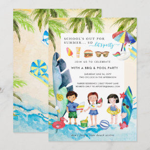 Strandparty   Sommerparty zum Schulschluss Einladung