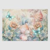 Strandpastell-Schmetterlinge & Muscheln Decoupage Seidenpapier (Vorderseite)