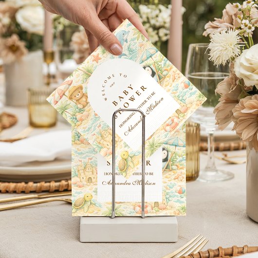 Strandpastell-Tiere: Baby Shower Serviette