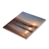 Strandpferd bei Sonnenuntergang, Hawaii Fliese (Seite)