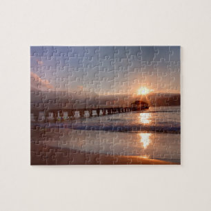 Strandpferd bei Sonnenuntergang, Hawaii Puzzle
